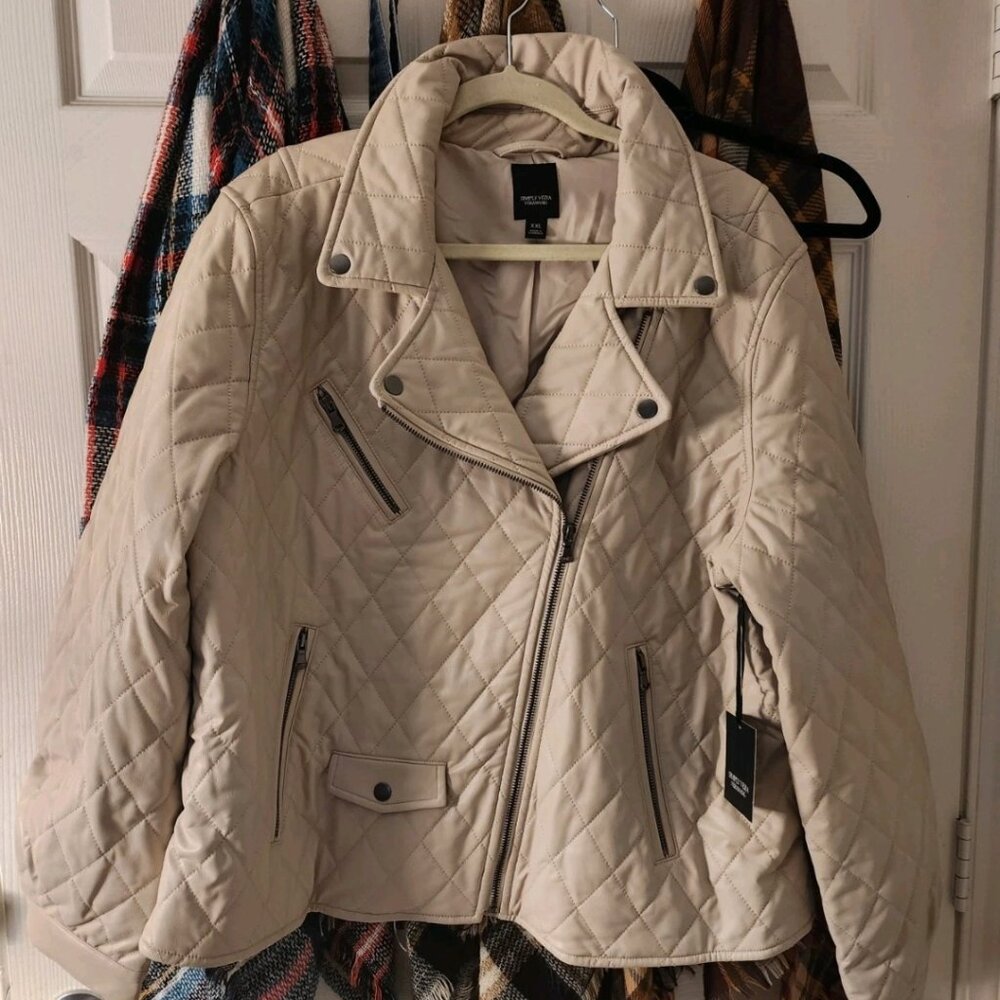Simply Vera Vera Wang quilted faux-leather moto jacket.